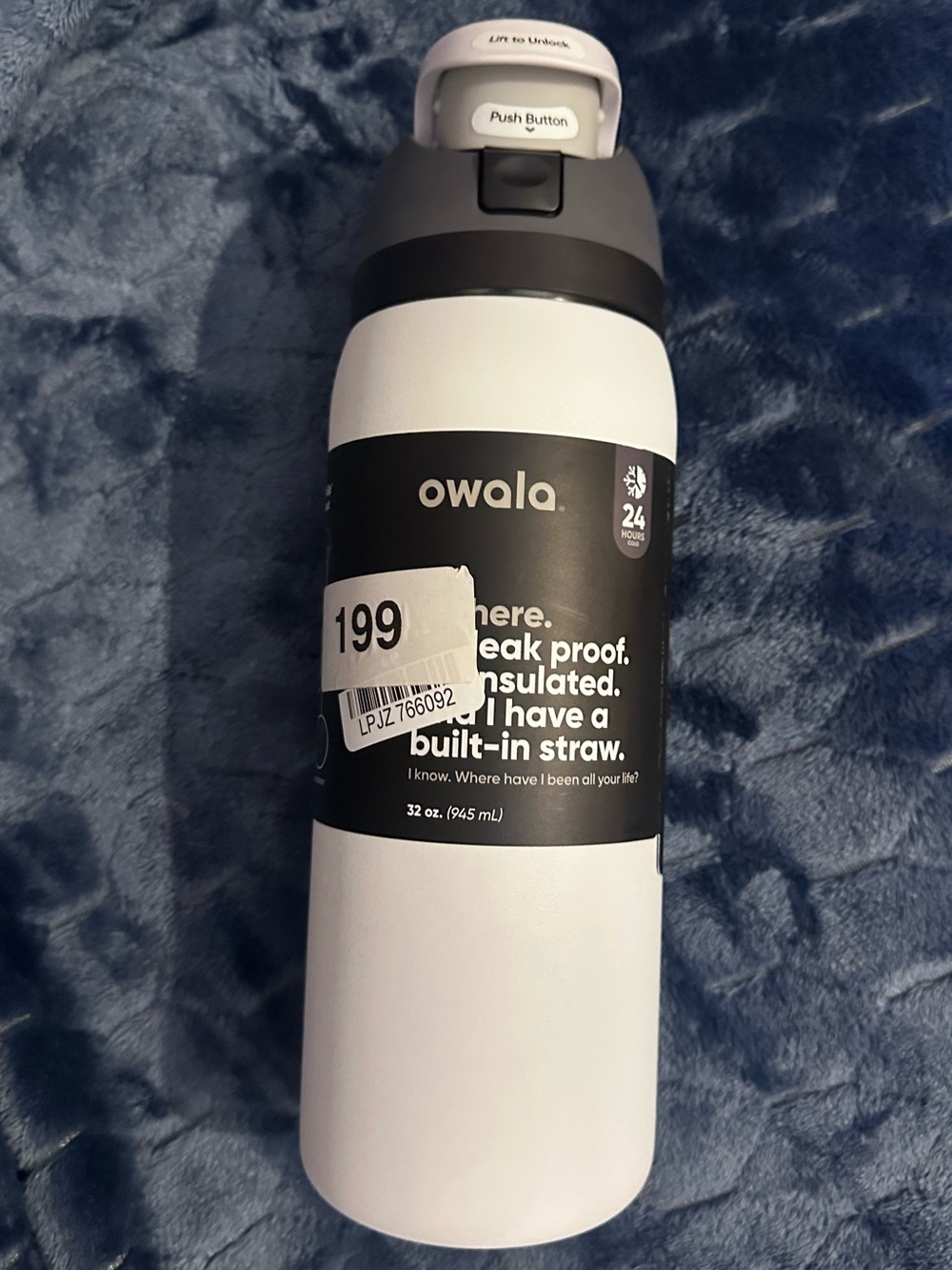 Owala FreeSip 32 oz Insulated Stainless Steel Water Bottle Sleek White NWT Box